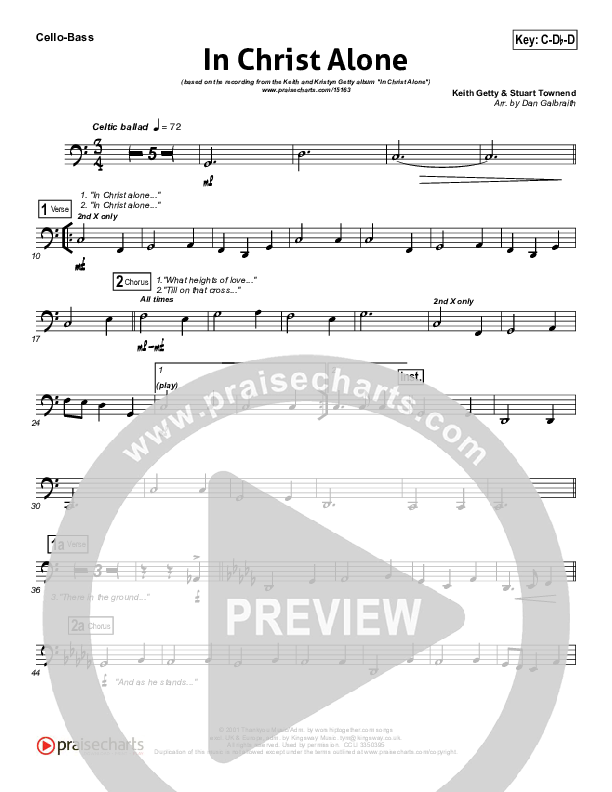 In Christ Alone Cello/Bass (Keith & Kristyn Getty)