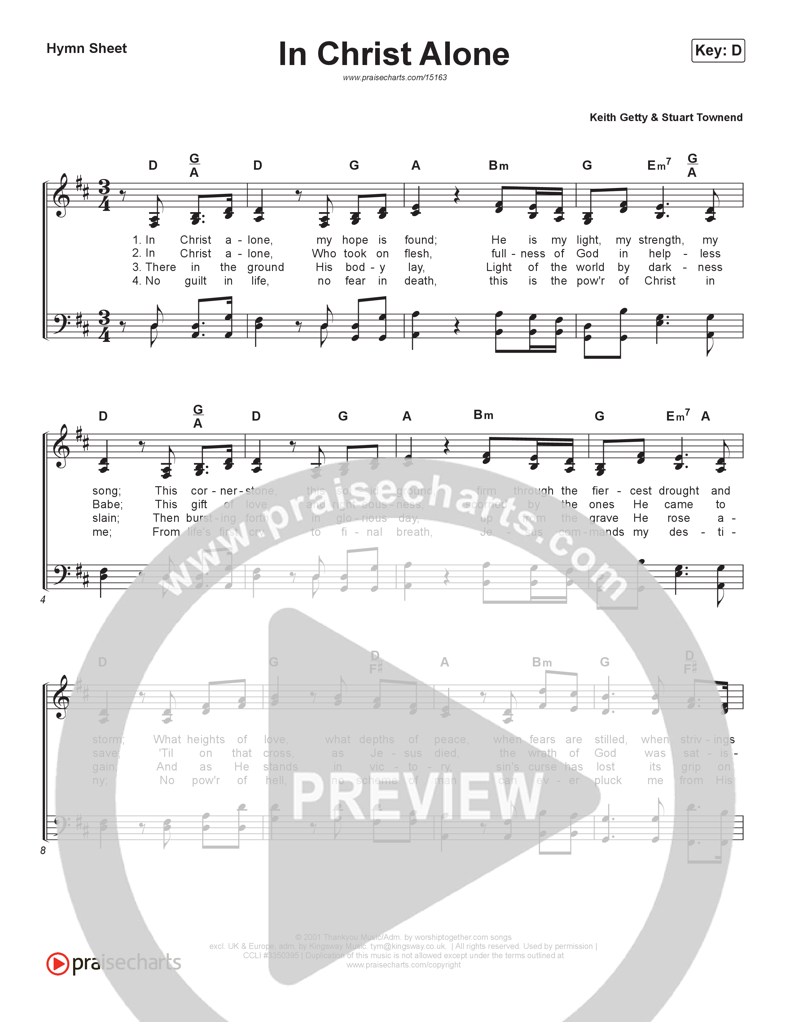 In Christ Alone Hymn Sheet (Keith & Kristyn Getty)