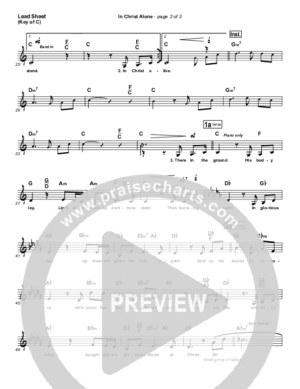 In Christ Alone Lead Sheet (Melody) (Keith & Kristyn Getty)