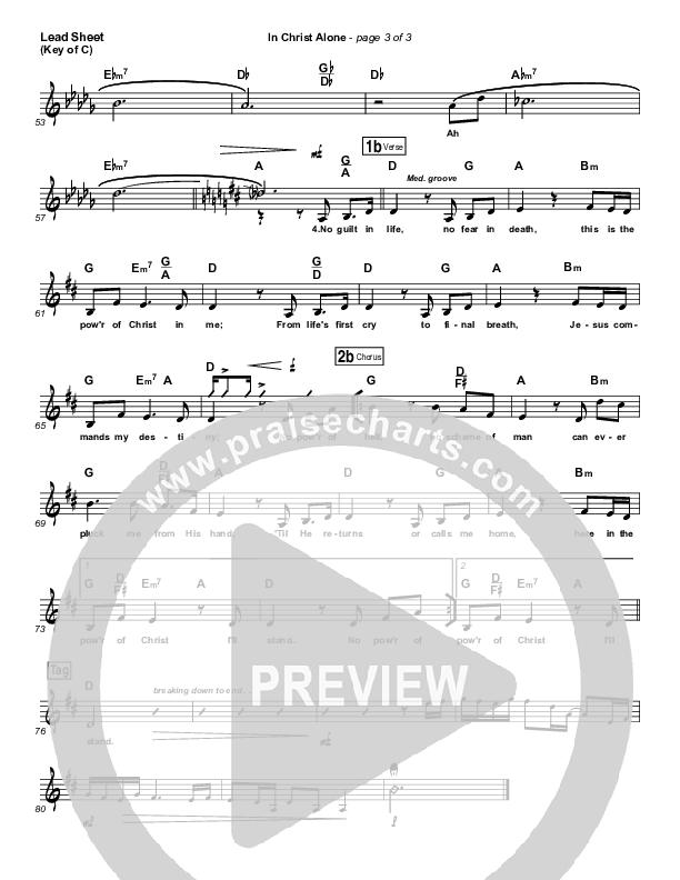 In Christ Alone Lead Sheet (Melody) (Keith & Kristyn Getty)