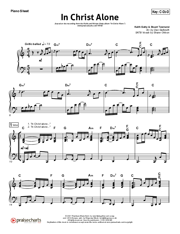 In Christ Alone Piano Sheet (Keith & Kristyn Getty)