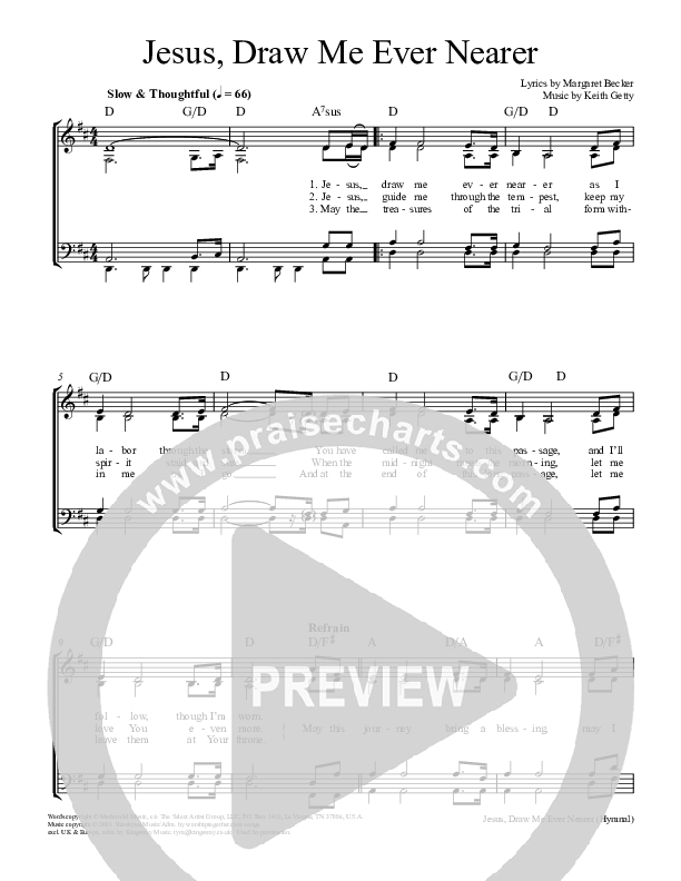 Jesus Draw Me Ever Nearer Piano/Vocal (SAT) (Keith & Kristyn Getty)