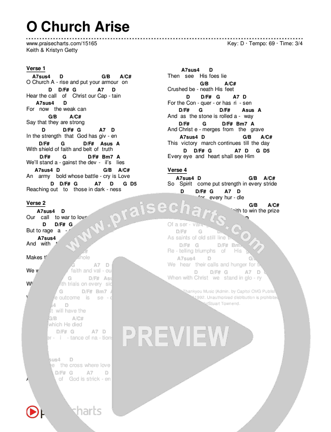 O Church Arise Chords & Lyrics (Keith & Kristyn Getty)