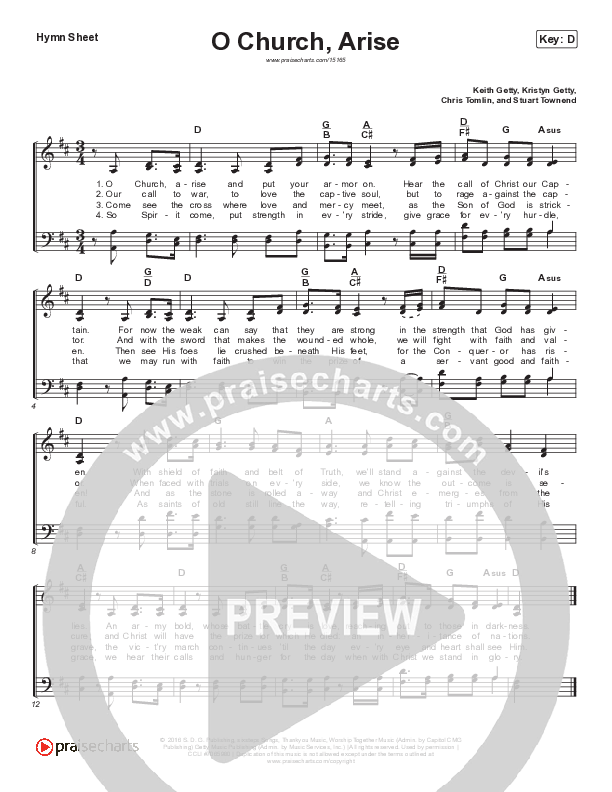O Church Arise Hymn Sheet (Keith & Kristyn Getty)