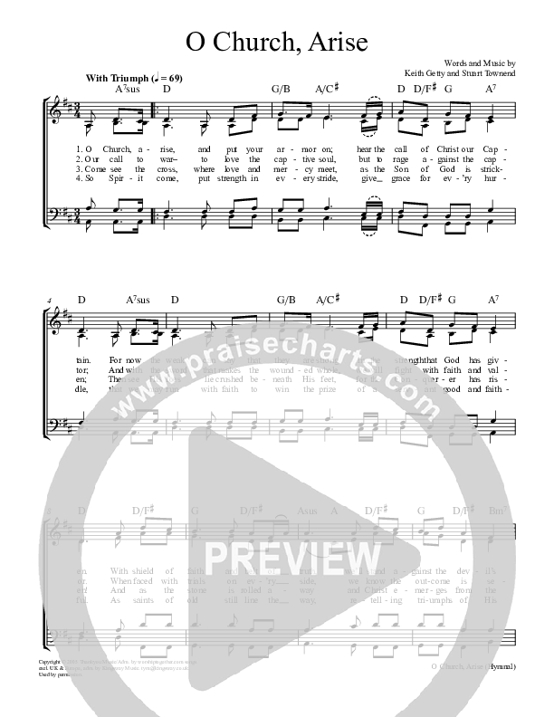 O Church Arise Hymn Sheet (Keith & Kristyn Getty)