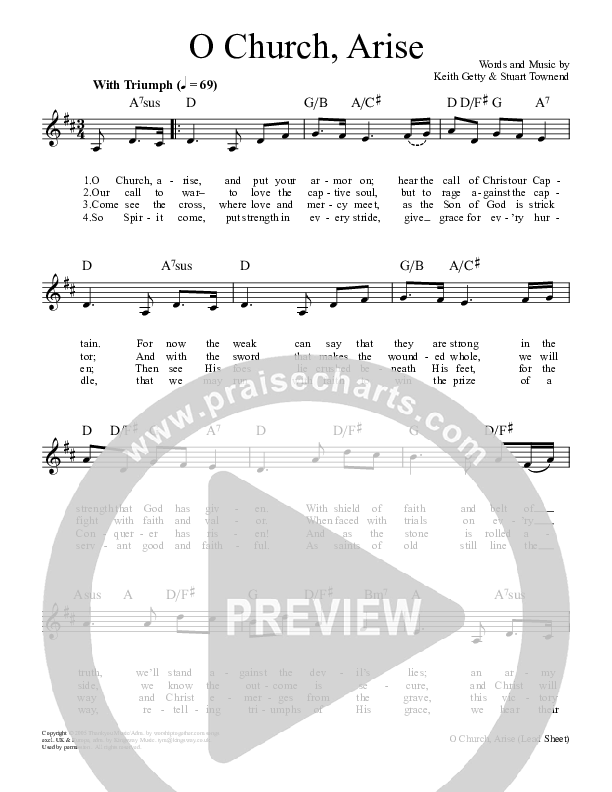O Church Arise Lead Sheet (Keith & Kristyn Getty)