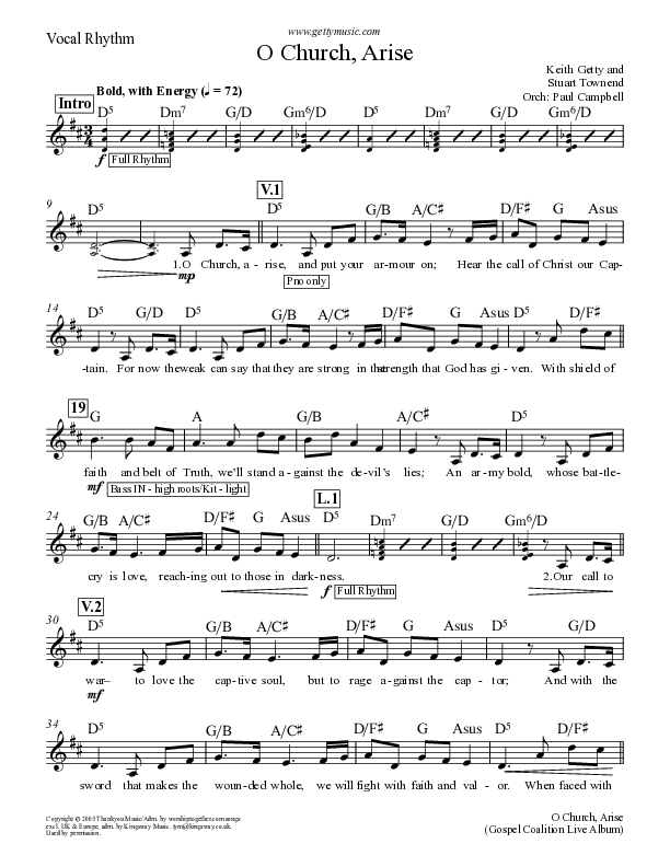 O Church Arise Rhythm/Vocal (Keith & Kristyn Getty)