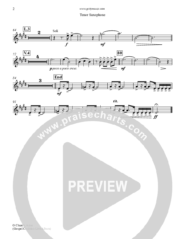 O Church Arise Tenor Sax 2 (Keith & Kristyn Getty)