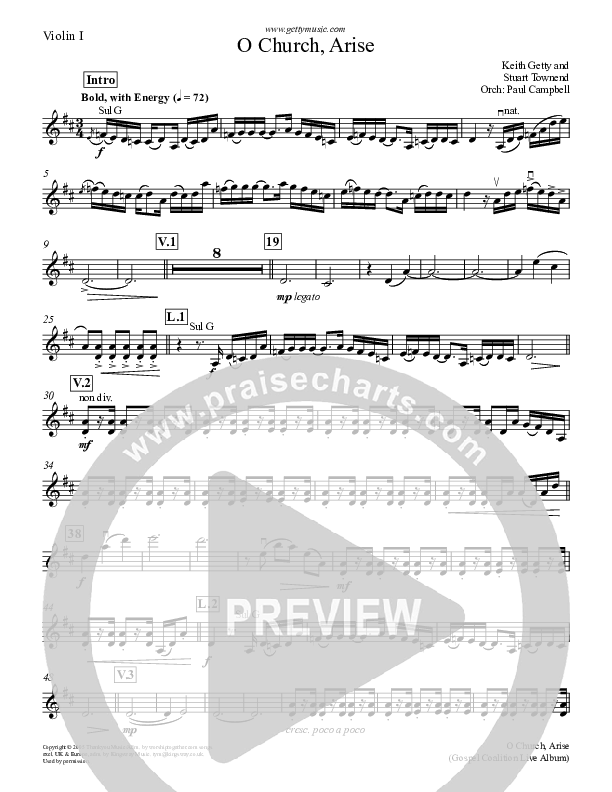 O Church Arise Violin 1 (Keith & Kristyn Getty)