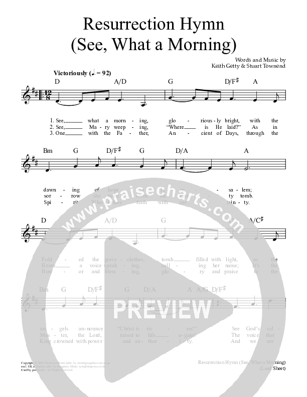 Resurrection Hymn Lead Sheet (Keith & Kristyn Getty)