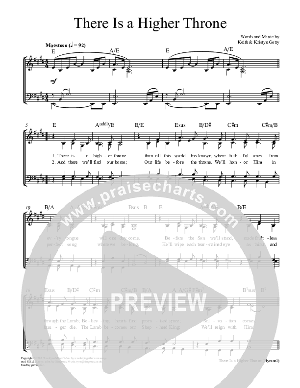 There Is A Higher Throne Piano/Vocal (Keith & Kristyn Getty)