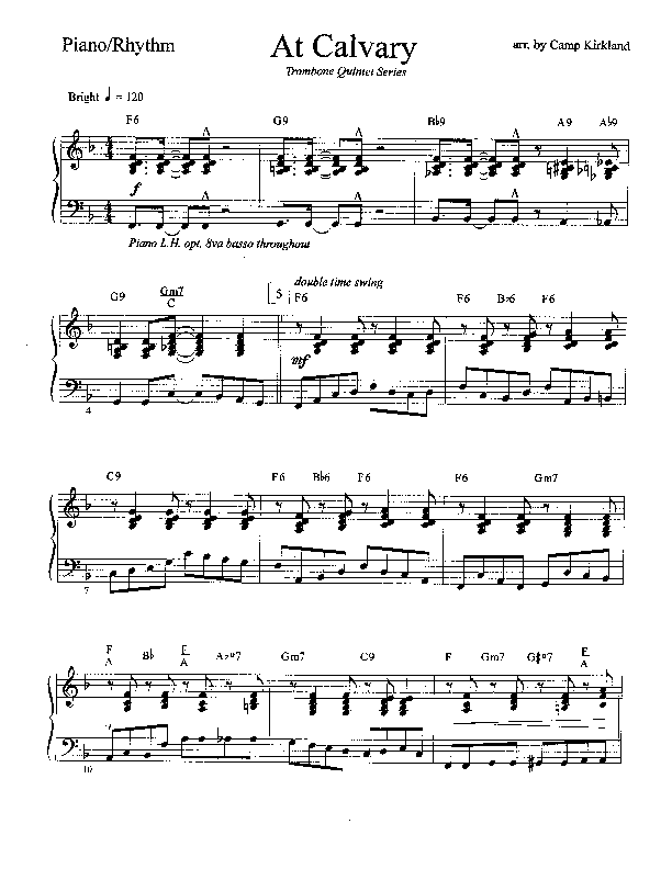 At Calvary (Instrumental) Piano Sheet (Camp Kirkland)