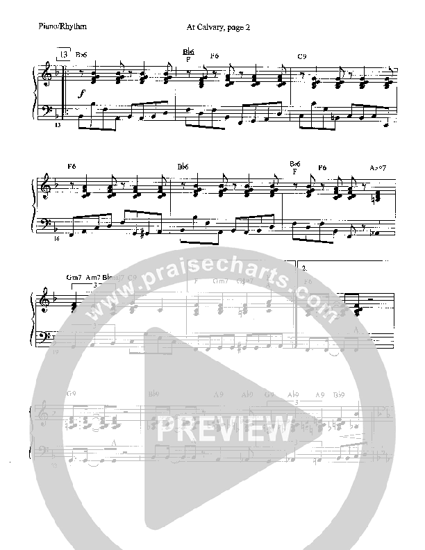 At Calvary (Instrumental) Piano Sheet (Camp Kirkland)