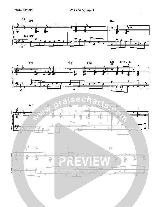 At Calvary (Instrumental) Piano Sheet (Camp Kirkland)