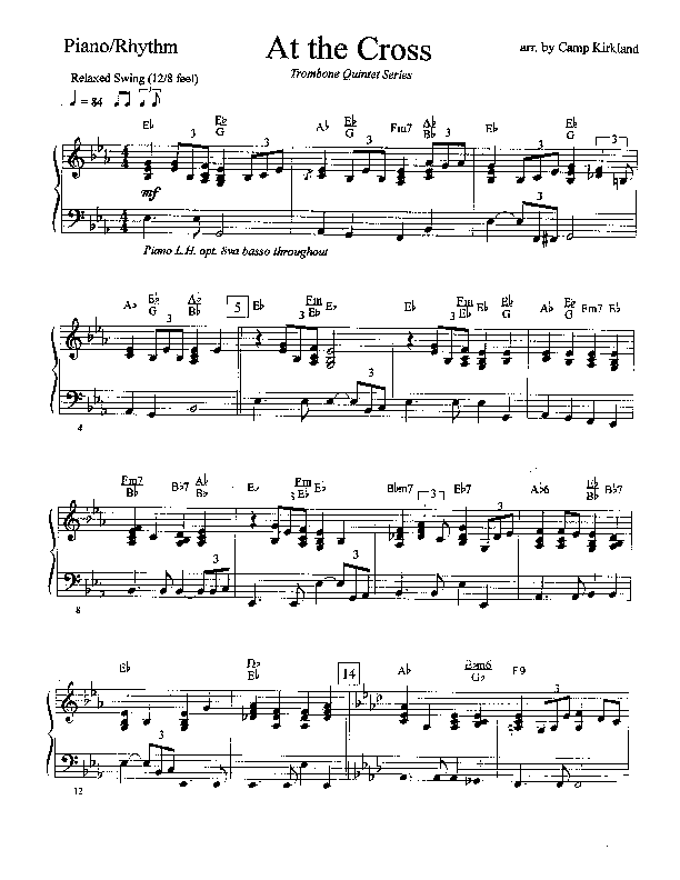At The Cross (Instrumental) Piano Sheet (Camp Kirkland)