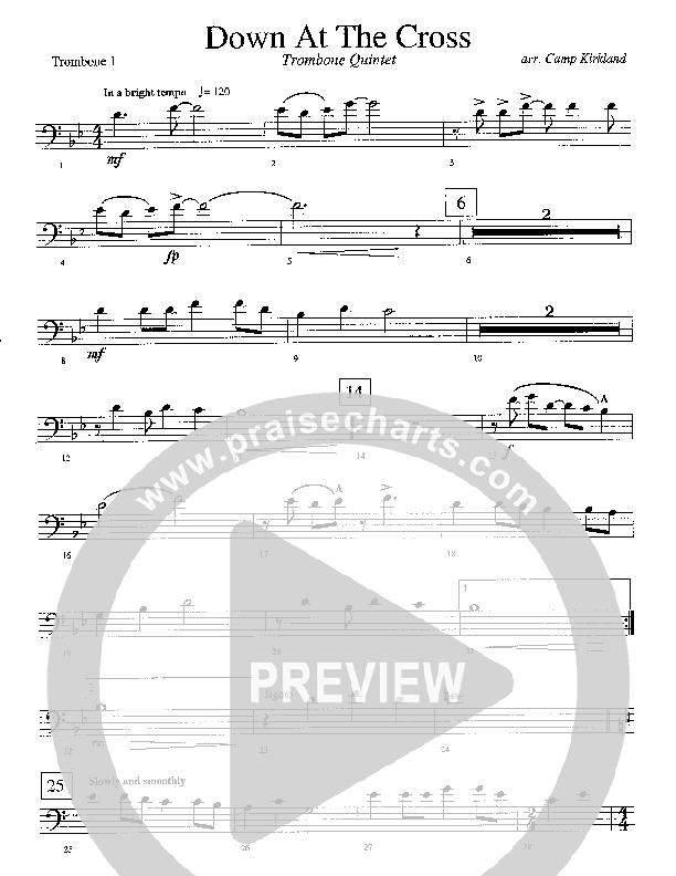 Down At The Cross (Instrumental) Trombone 1 (Camp Kirkland)