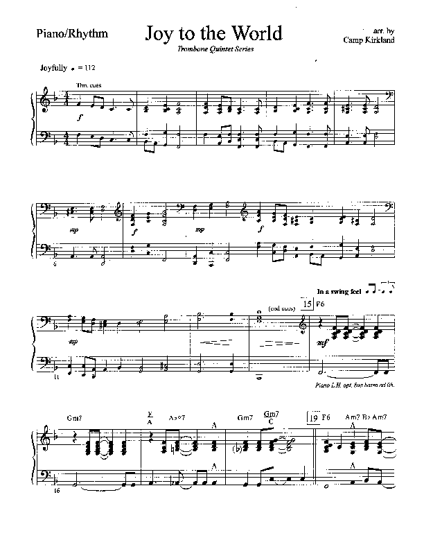 Joy To The World (Instrumental) Piano Sheet (Camp Kirkland)