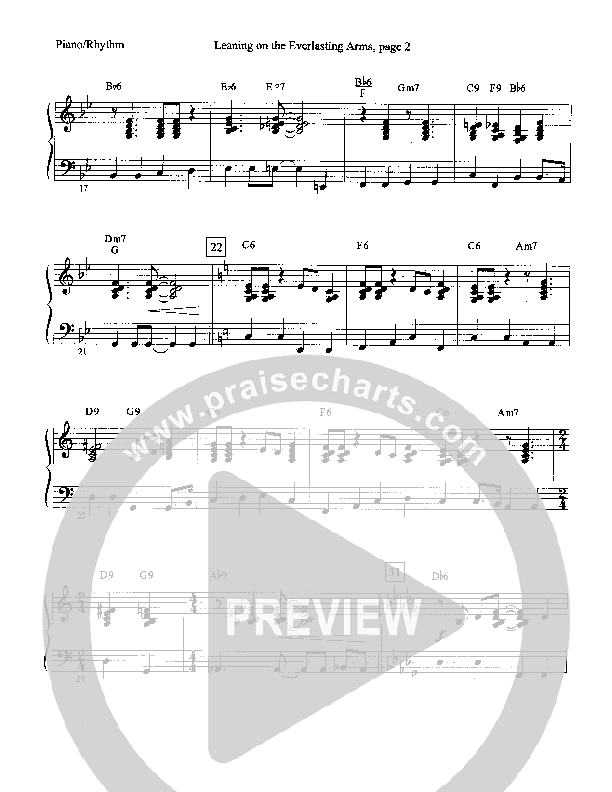 Leaning On The Everlasting Arms (Instrumental) Piano Sheet (Camp Kirkland)