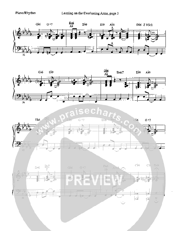 Leaning On The Everlasting Arms (Instrumental) Piano Sheet (Camp Kirkland)