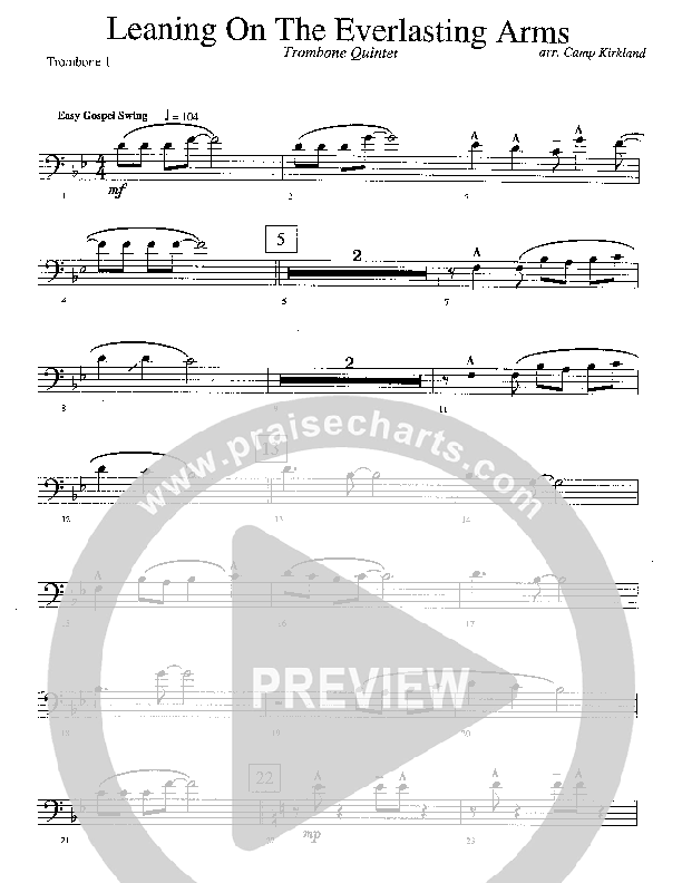 Leaning On The Everlasting Arms (Instrumental) Trombone 1 (Camp Kirkland)