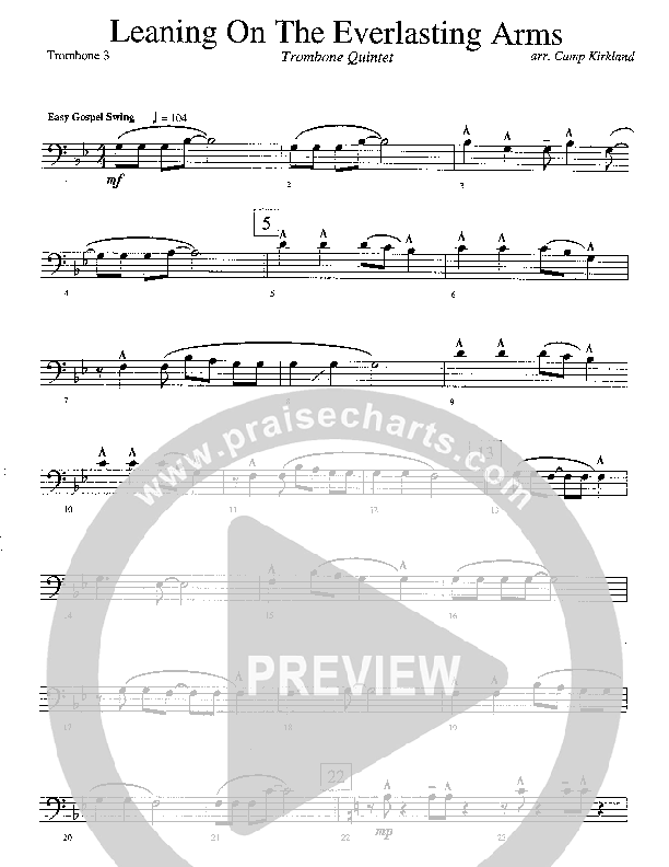 Leaning On The Everlasting Arms (Instrumental) Trombone 3 (Camp Kirkland)