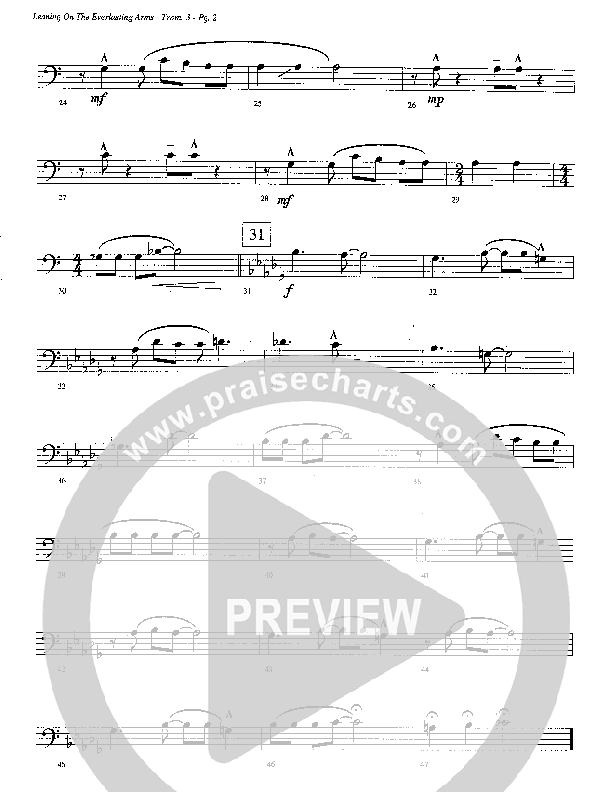 Leaning On The Everlasting Arms (Instrumental) Trombone 3 (Camp Kirkland)