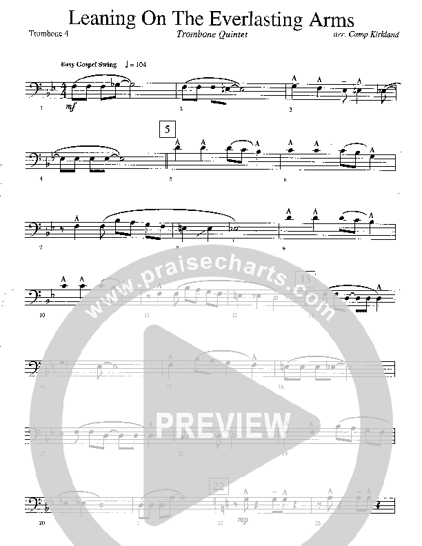 Leaning On The Everlasting Arms (Instrumental) Trombone 4 (Camp Kirkland)
