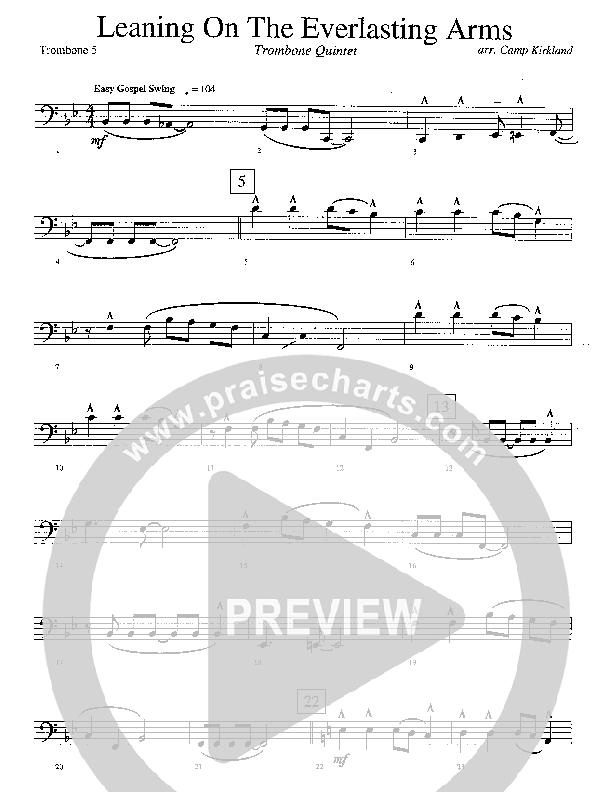 Leaning On The Everlasting Arms (Instrumental) Trombone (Camp Kirkland)