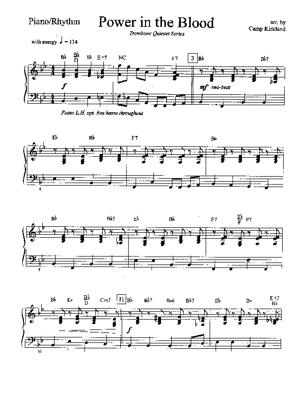 Power In The Blood (Instrumental) Piano Sheet (Camp Kirkland)