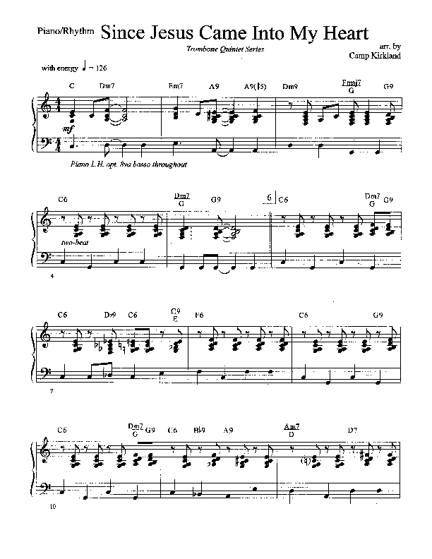 Since Jesus Came Into My Heart Piano Sheet (Camp Kirkland)