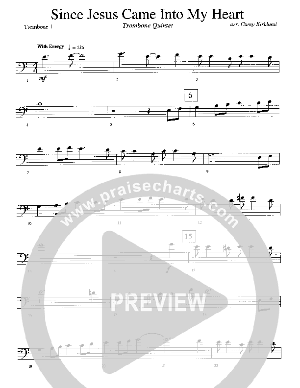 Since Jesus Came Into My Heart Trombone 1 (Camp Kirkland)