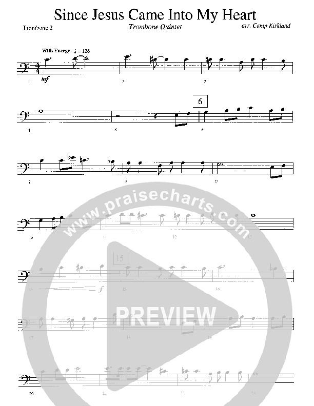 Since Jesus Came Into My Heart Trombone 2 (Camp Kirkland)