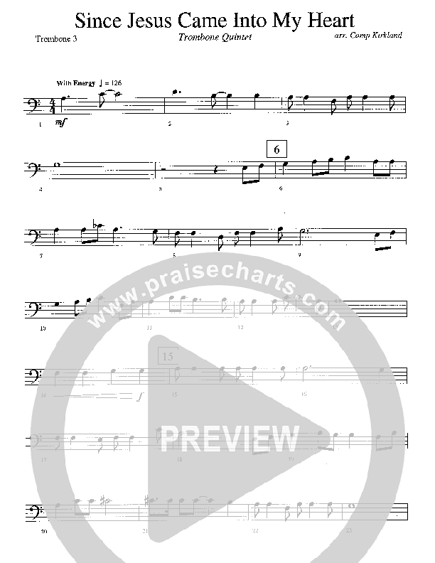 Since Jesus Came Into My Heart Trombone 3 (Camp Kirkland)