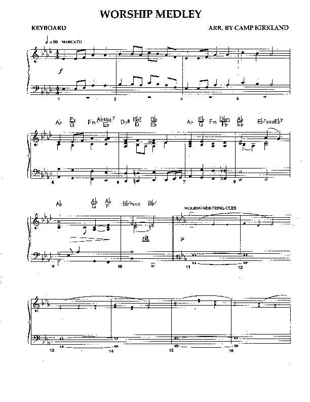 Worship Medley Piano Sheet (Camp Kirkland)