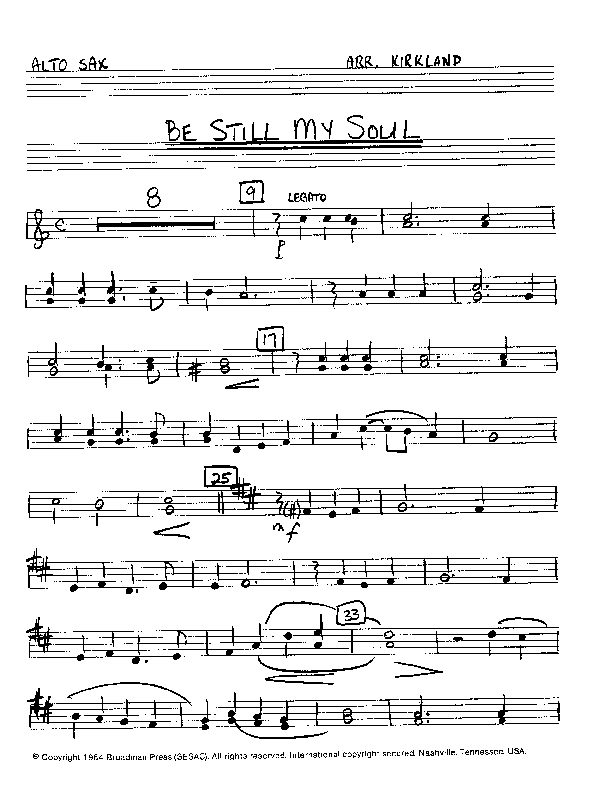 Be Still My Soul (Instrumental) Alto Sax (Camp Kirkland)