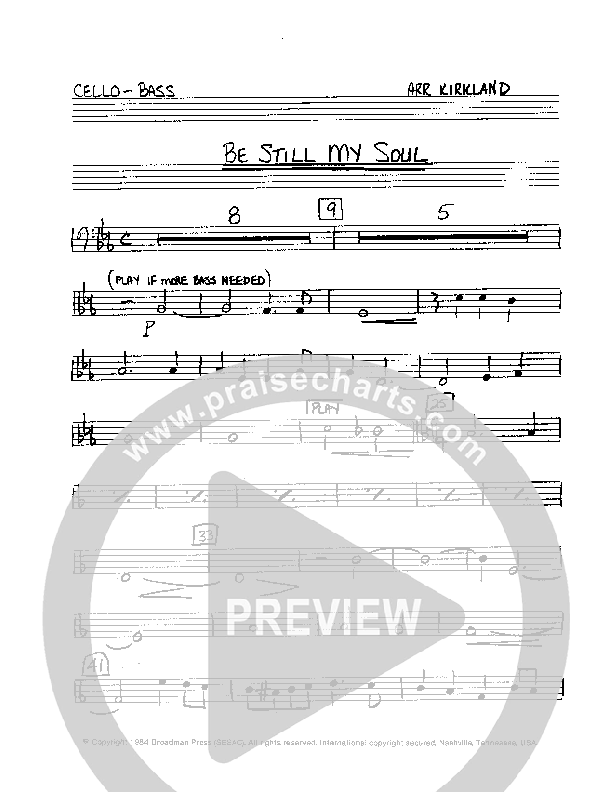 Be Still My Soul (Instrumental) Cello/Bass (Camp Kirkland)