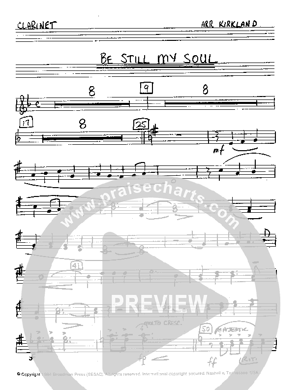 Be Still My Soul (Instrumental) Clarinet (Camp Kirkland)