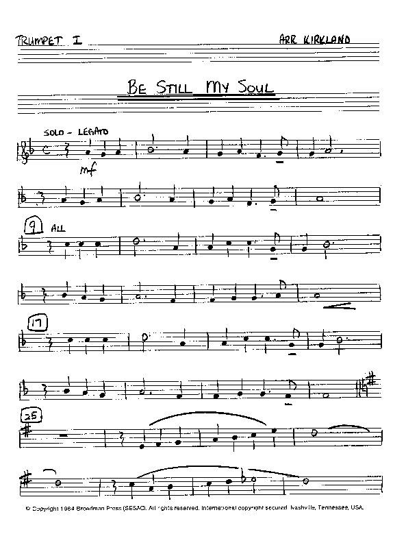 Be Still My Soul (Instrumental) Trumpet 1 (Camp Kirkland)