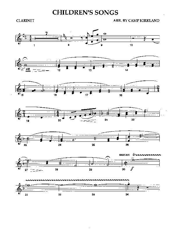 Children's Songs (Instrumental) Clarinet (Camp Kirkland)