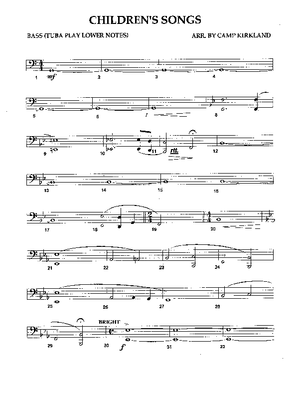 Children's Songs (Instrumental) Double Bass (Camp Kirkland)