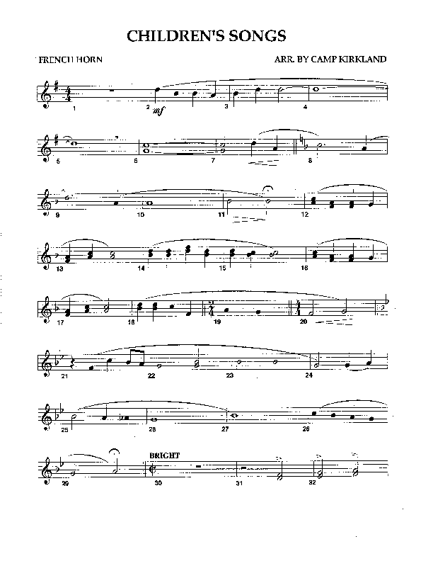 Children's Songs (Instrumental) French Horn (Camp Kirkland)