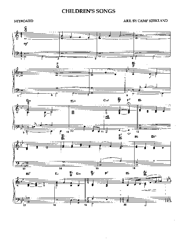 Children's Songs (Instrumental) Piano Sheet (Camp Kirkland)