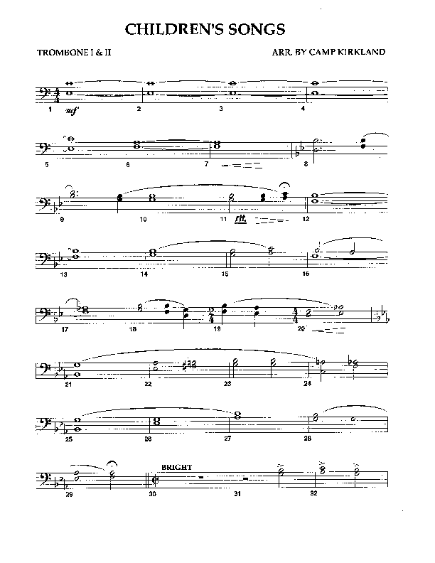 Children's Songs (Instrumental) Trombone 1/2 (Camp Kirkland)