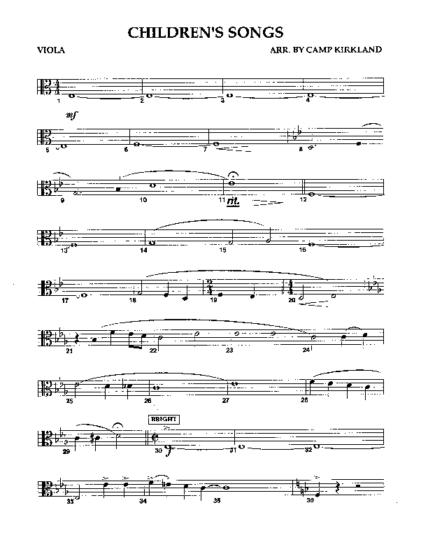 Children's Songs (Instrumental) Viola (Camp Kirkland)