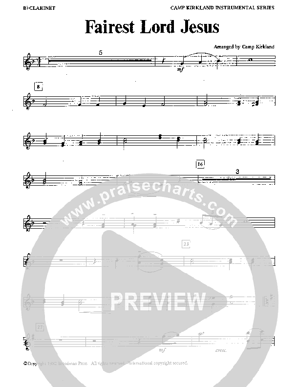 Fairest Lord Jesus (Instrumental) Clarinet (Camp Kirkland)