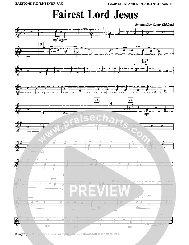 Fairest Lord Jesus (Instrumental) Tenor Sax/Baritone T.C. (Camp Kirkland)