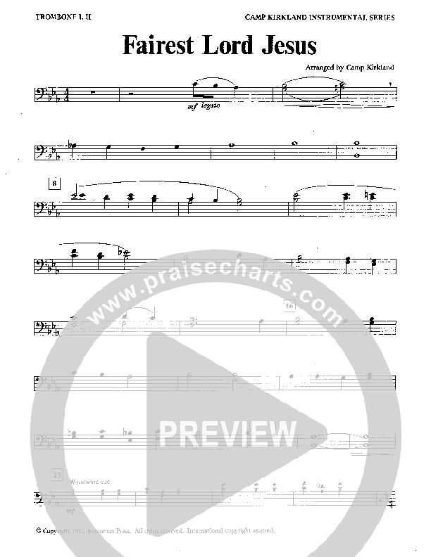 Fairest Lord Jesus (Instrumental) Trombone 1/2 (Camp Kirkland)