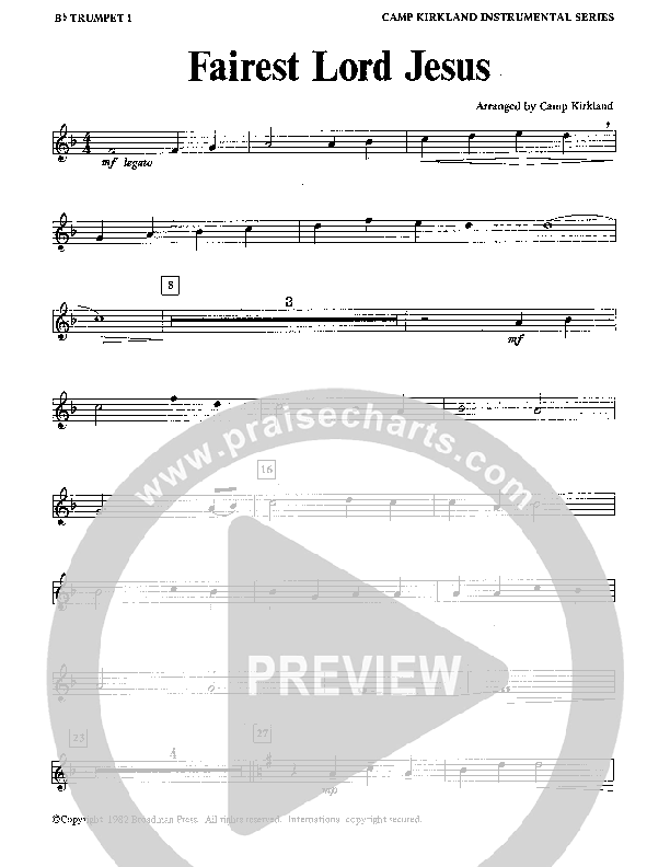 Fairest Lord Jesus (Instrumental) Trumpet 1 (Camp Kirkland)