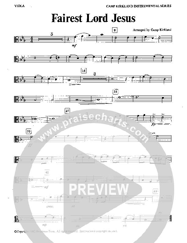 Fairest Lord Jesus (Instrumental) Viola (Camp Kirkland)
