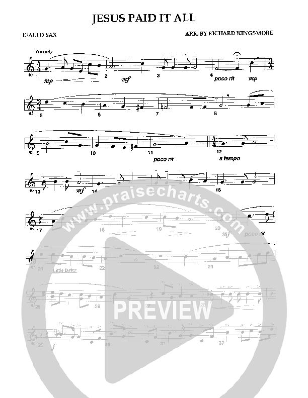 Jesus Paid It All (Instrumental) Alto Sax (Camp Kirkland)